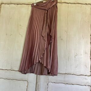 Maeve, Pleated , Mauve/Rose Gold Skirt. 14. Attached sash, faux wrap, slip.
